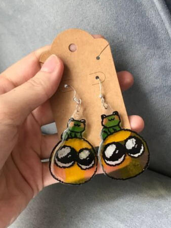 frog on emoji earrings