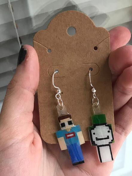 George and Dream Mix and Match Minecraft Earrings